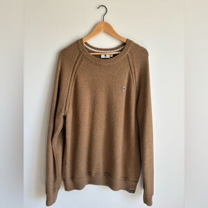 Tan Crewneck Sweater with Soft Knitted Texture